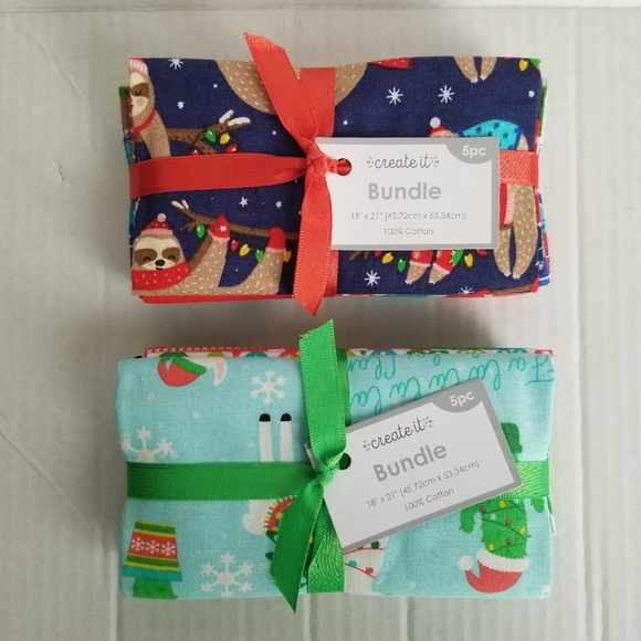 New Set 2 Create It Bundles 10 Pc Each Fabric Christmas Holiday 18" x 21" Cotton - Picture 1 of 10